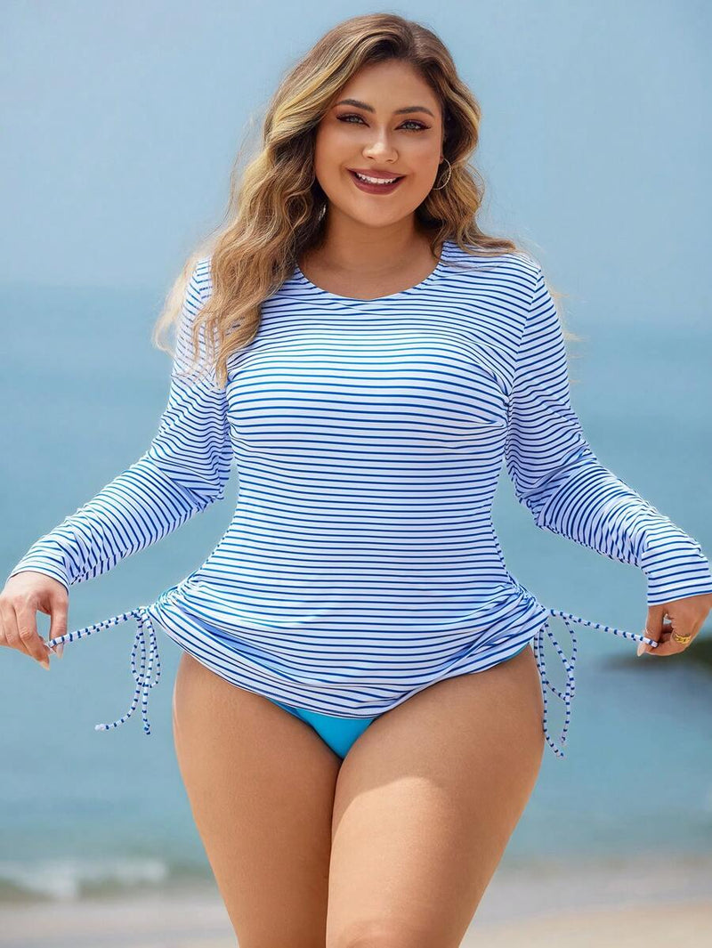 Conjunto de Tankini Feminino 2 peças de Manga Longa - Ceila. Plus Size