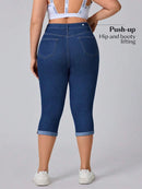 Calça Jeans Capri Feminina Elástica - Mirela. Plus Size