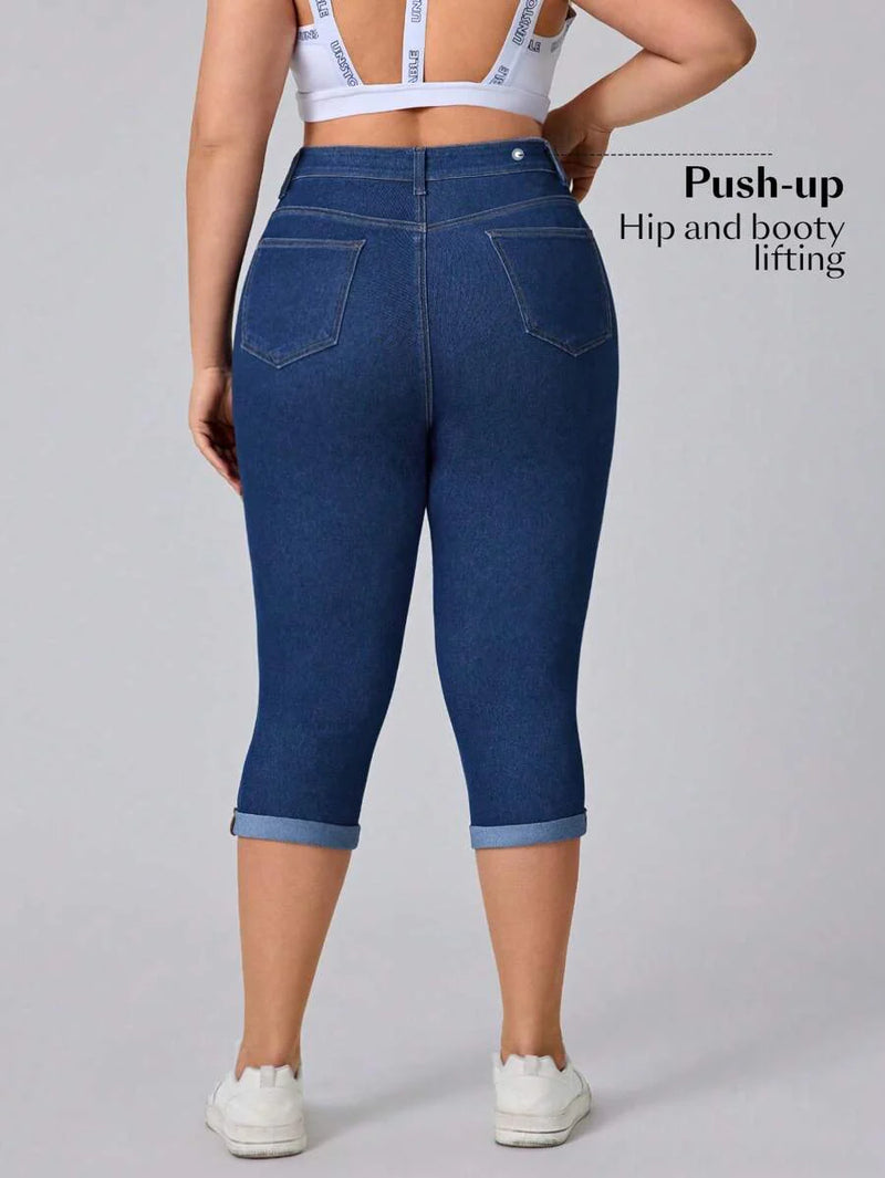 Calça Jeans Capri Feminina Elástica - Mirela. Plus Size
