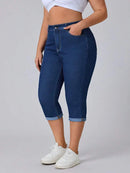 Calça Jeans Capri Feminina Elástica - Mirela. Plus Size