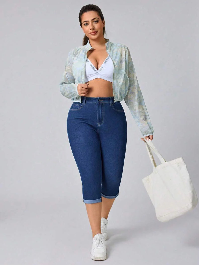 Calça Jeans Capri Feminina Elástica - Mirela. Plus Size