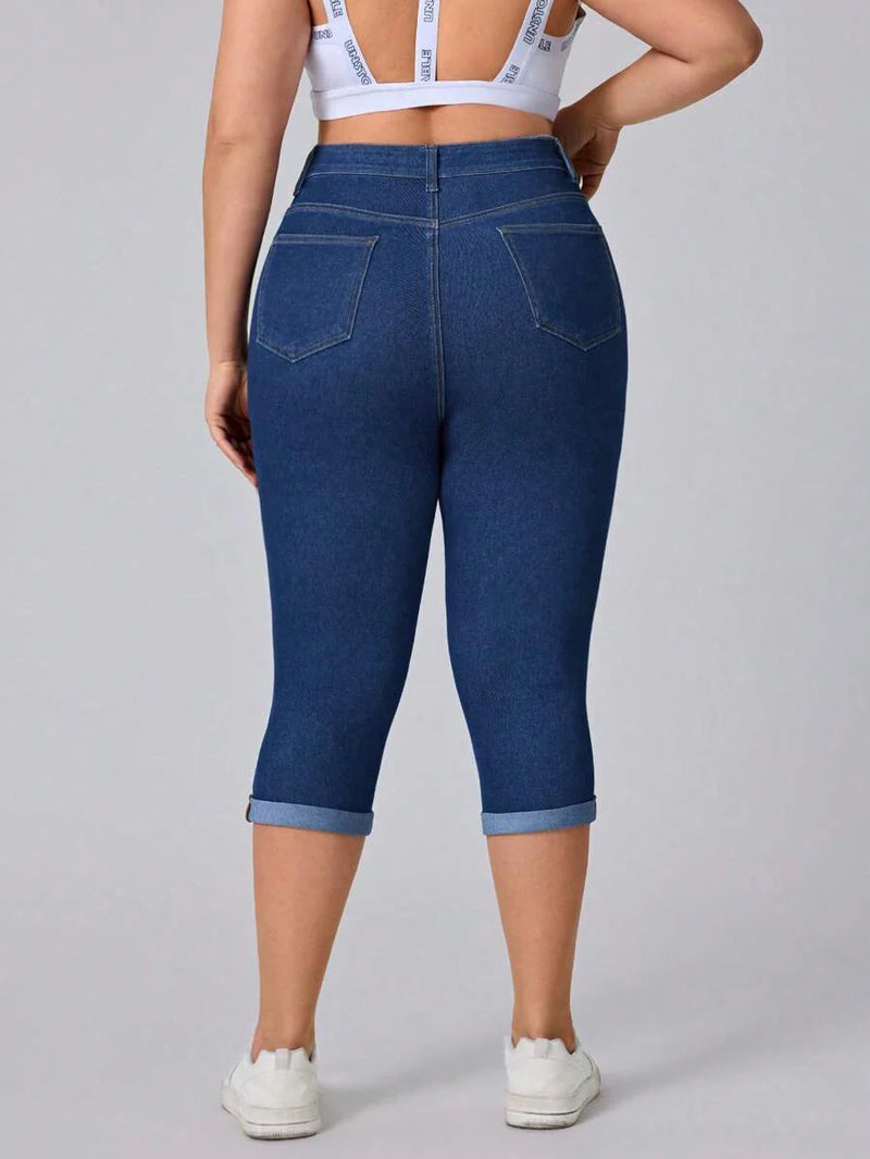 Calça Jeans Capri Feminina Elástica - Mirela. Plus Size