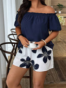 Conjunto Feminino de 2 peças Blusa com Ombro à Mostra - Nelita. Plus Size