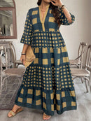 Vestido Feminino Longo de Manga Média - Mayra. Plus Size