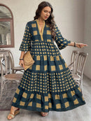 Vestido Feminino Longo de Manga Média - Mayra. Plus Size