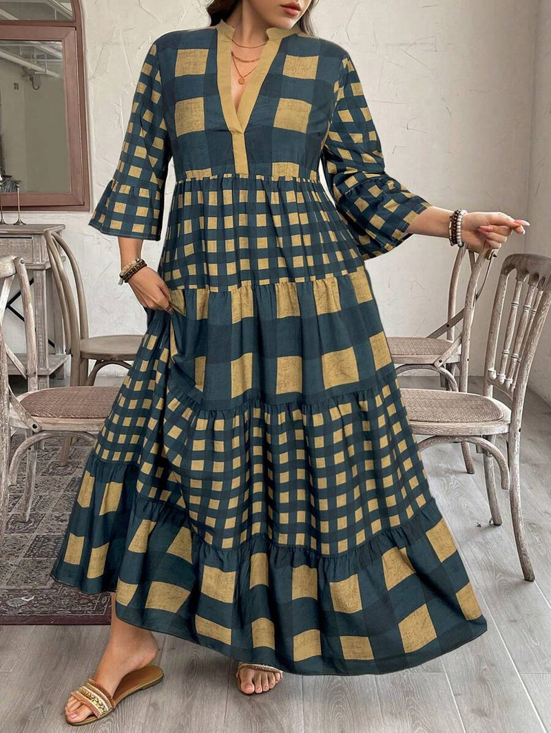 Vestido Feminino Longo de Manga Média - Mayra. Plus Size