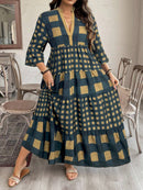 Vestido Feminino Longo de Manga Média - Mayra. Plus Size