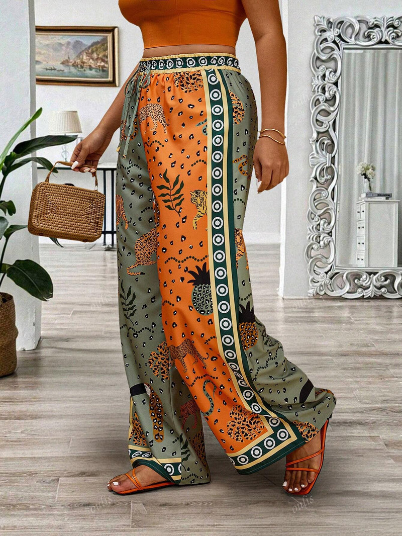 Calça Feminina de Perna Larga - Luana. Plus Size