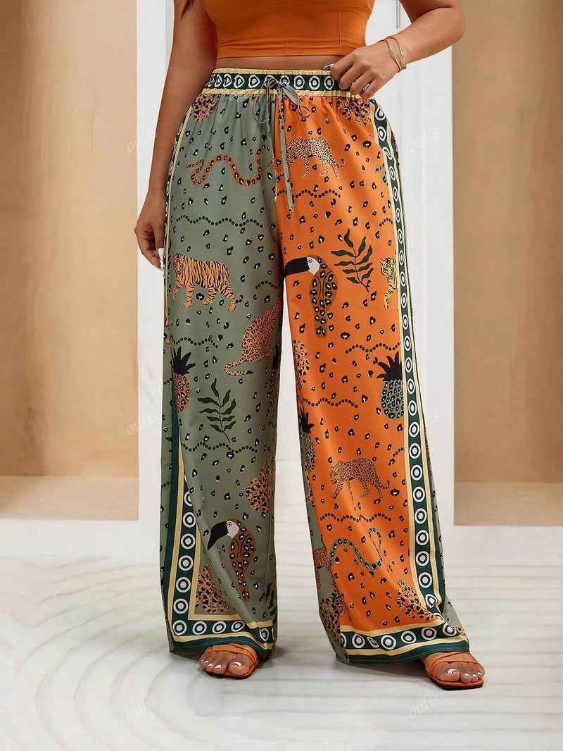 Calça Feminina de Perna Larga - Luana. Plus Size