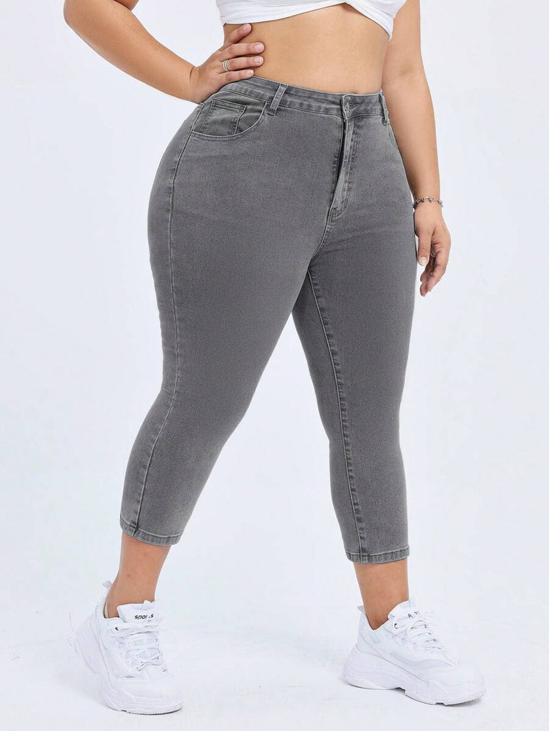 Calça Jeans Elástica Feminina com Bolsos - Hana. Plus Size