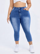 Calça Jeans Elástica Feminina com Bolsos - Hana. Plus Size