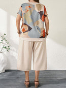 Conjunto Feminino de 2 Peças Calça Capri e Blusa - Izabel. Plus Size