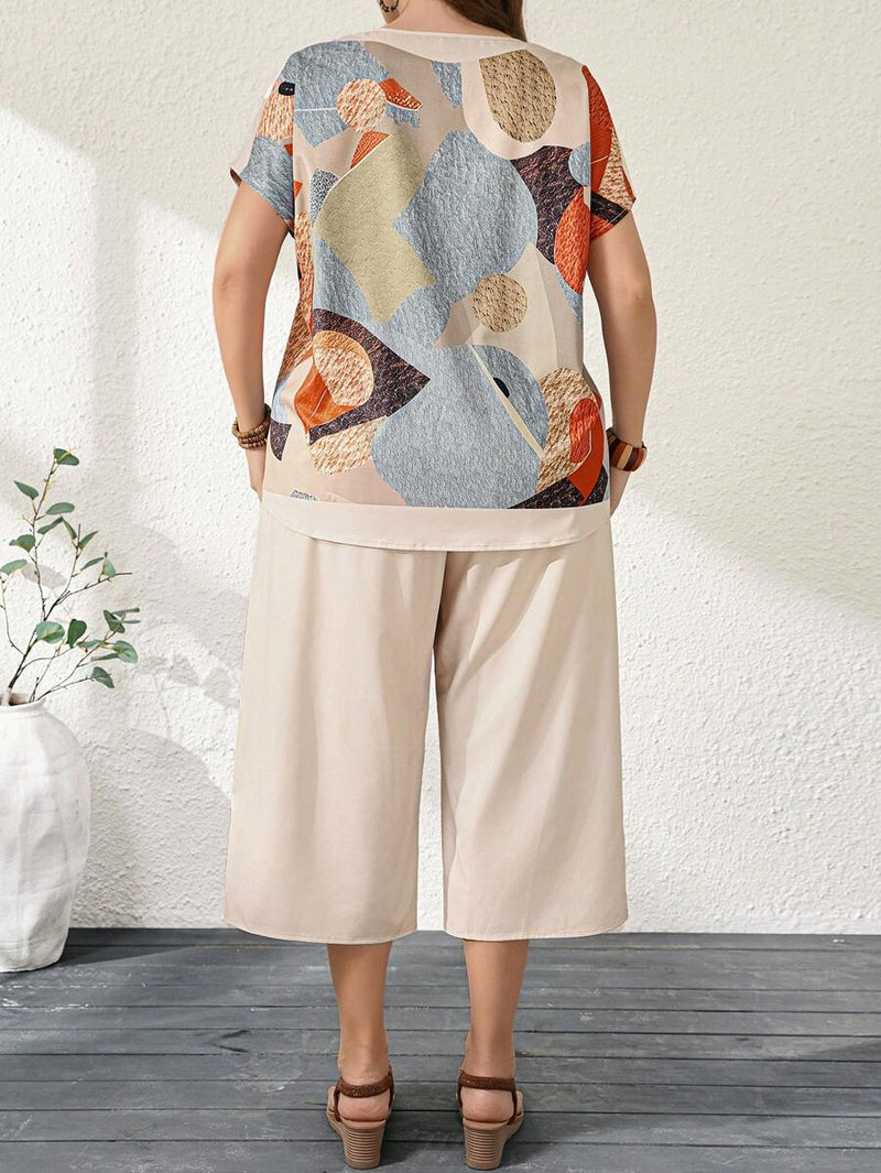 Conjunto Feminino de 2 Peças Calça Capri e Blusa - Izabel. Plus Size