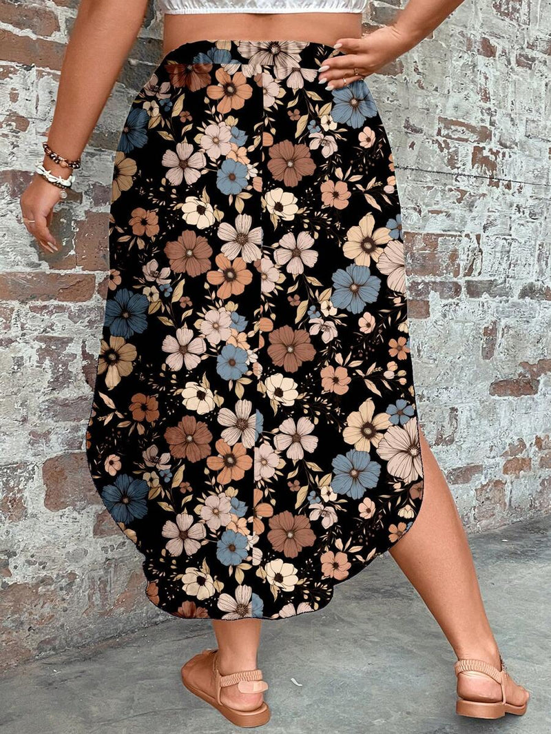 Saia Feminino com bainha curvada - Arienne. Plus size