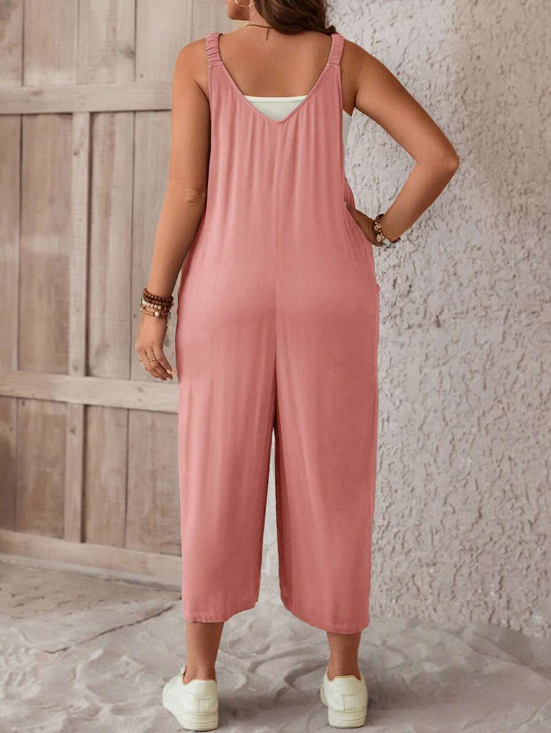 Macacão Feminino sem mangas e Botão Frontal - Luana. Plus Size