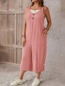 Macacão Feminino sem mangas e Botão Frontal - Luana. Plus Size