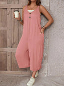 Macacão Feminino sem mangas e Botão Frontal - Luana. Plus Size