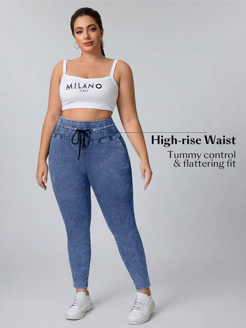 Calça Jeans Feminina simples com amarração na frente - Leidy. Plus Size