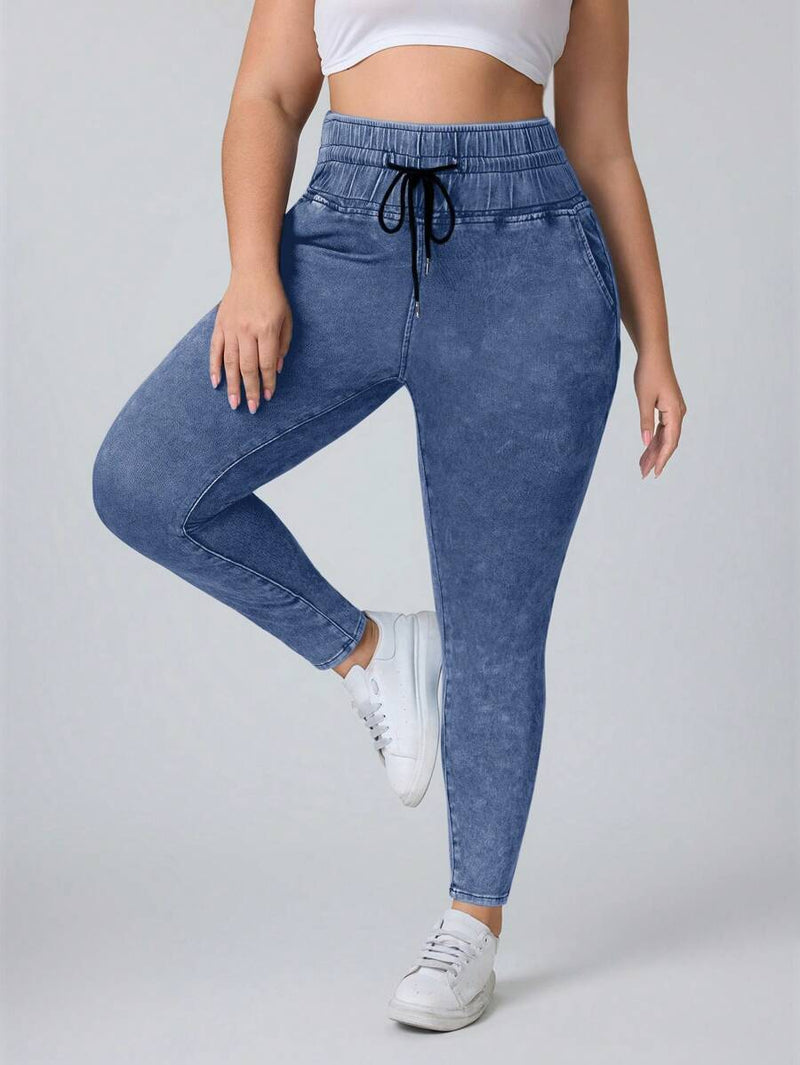 Calça Jeans Feminina simples com amarração na frente - Leidy. Plus Size
