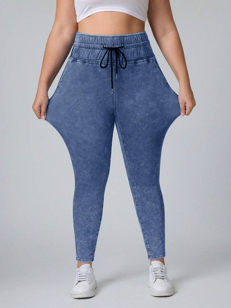 Calça Jeans Feminina simples com amarração na frente - Leidy. Plus Size