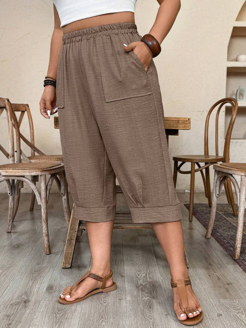 Calça Feminina de Imitação de Linho - Tayla. Plus Size