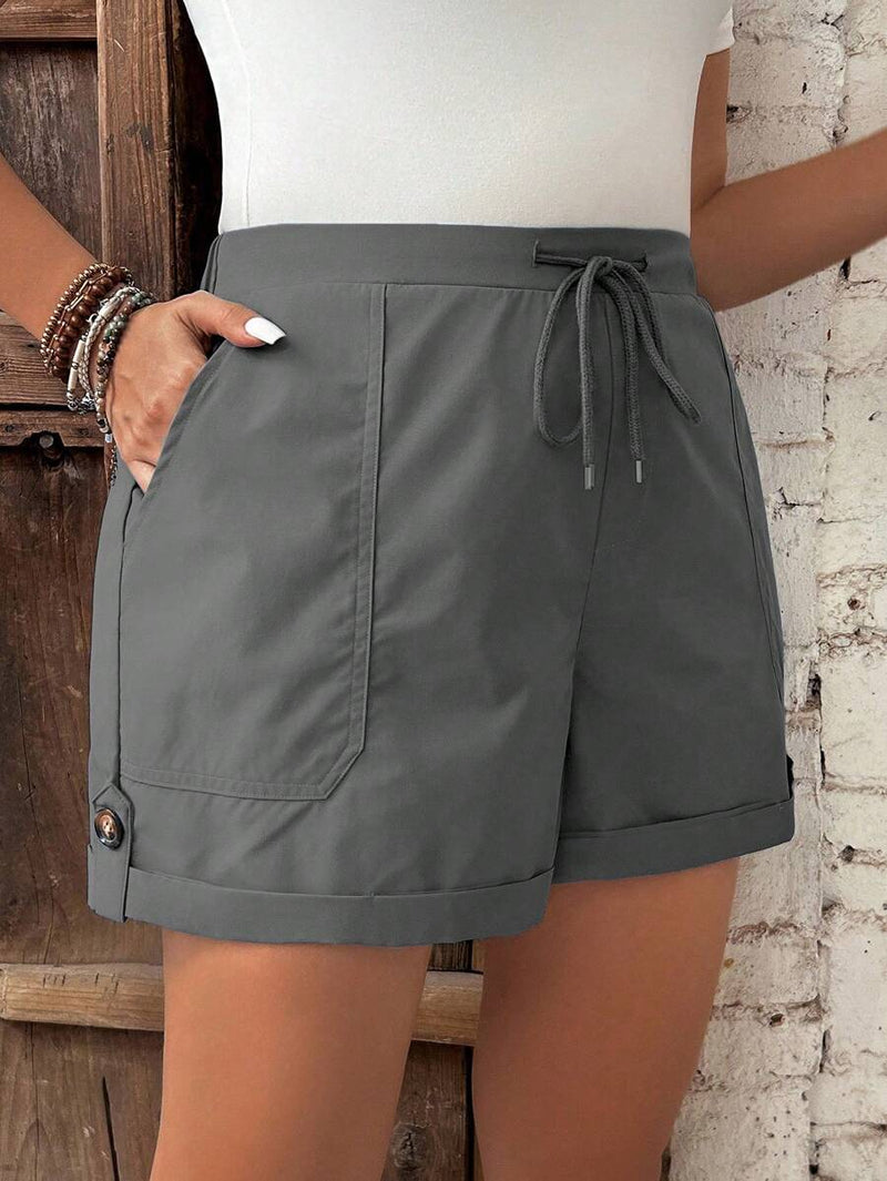 Short Feminino de Cintura com Cordão e Bolsos - Anastasia. Plus Size
