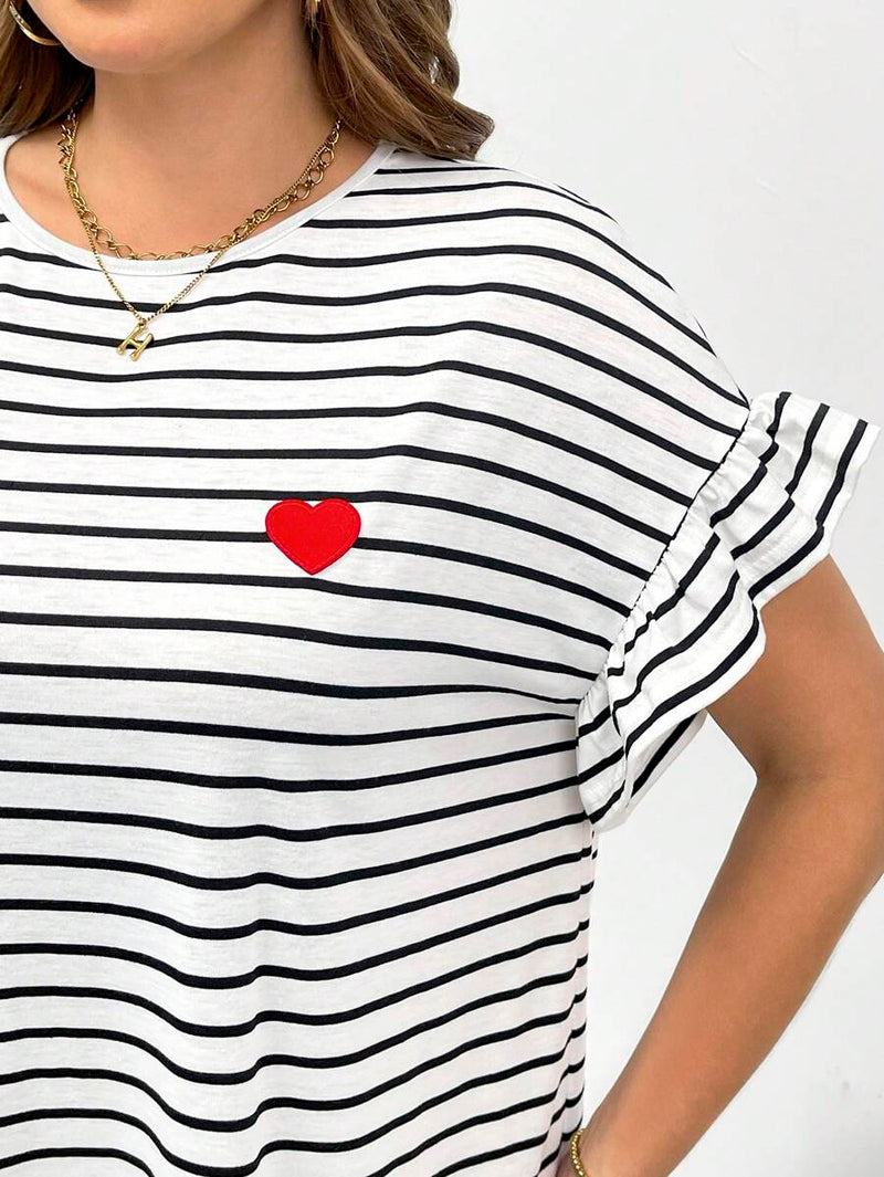 Vestido Feminino Midi Listrado com Babados - Amélie. Plus Size