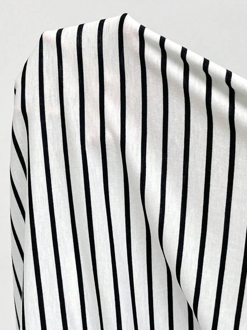 Vestido Feminino Midi Listrado com Babados - Amélie. Plus Size