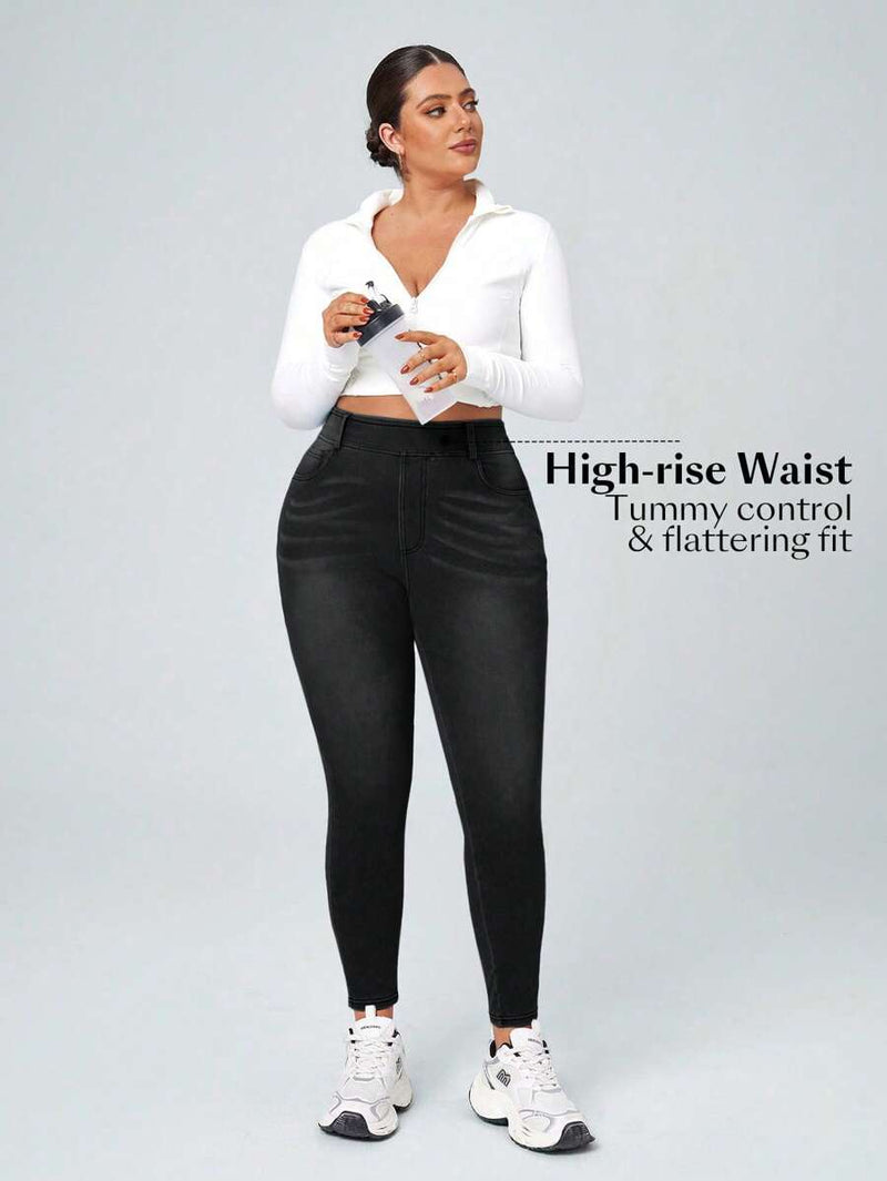 Calça Jeans Feminina Com Cintura Elástica - Diana. Plus Size