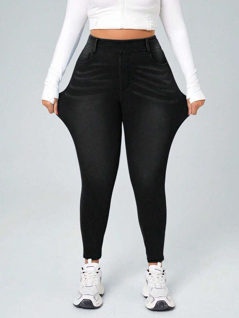 Calça Jeans Feminina Com Cintura Elástica - Diana. Plus Size