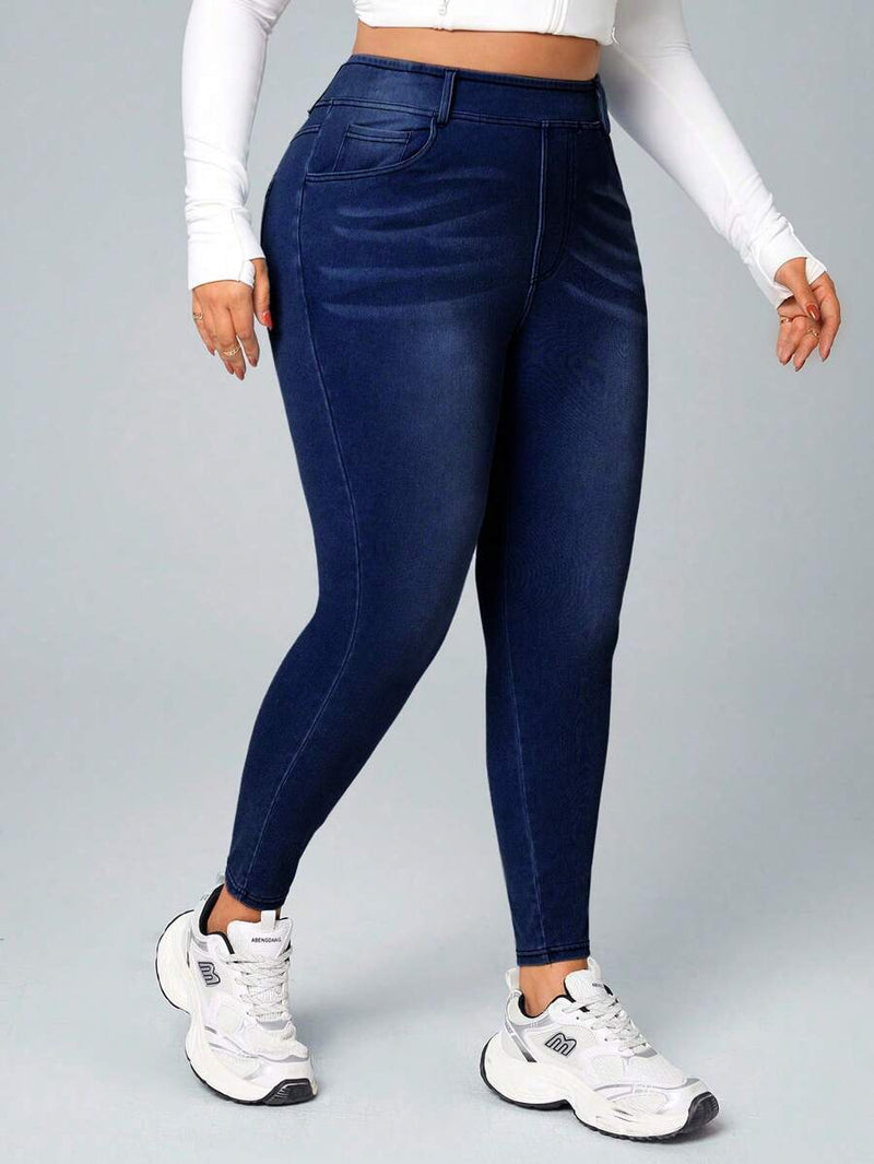 Calça Jeans Feminina Com Cintura Elástica - Diana. Plus Size