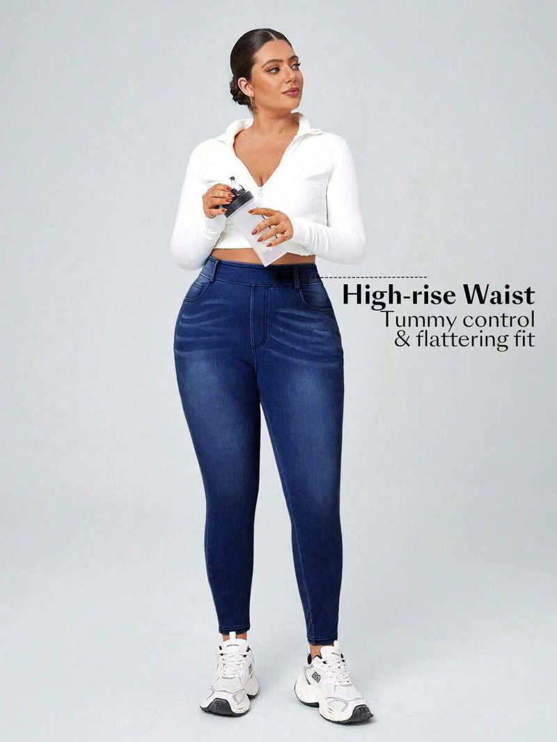 Calça Jeans Feminina Com Cintura Elástica - Diana. Plus Size