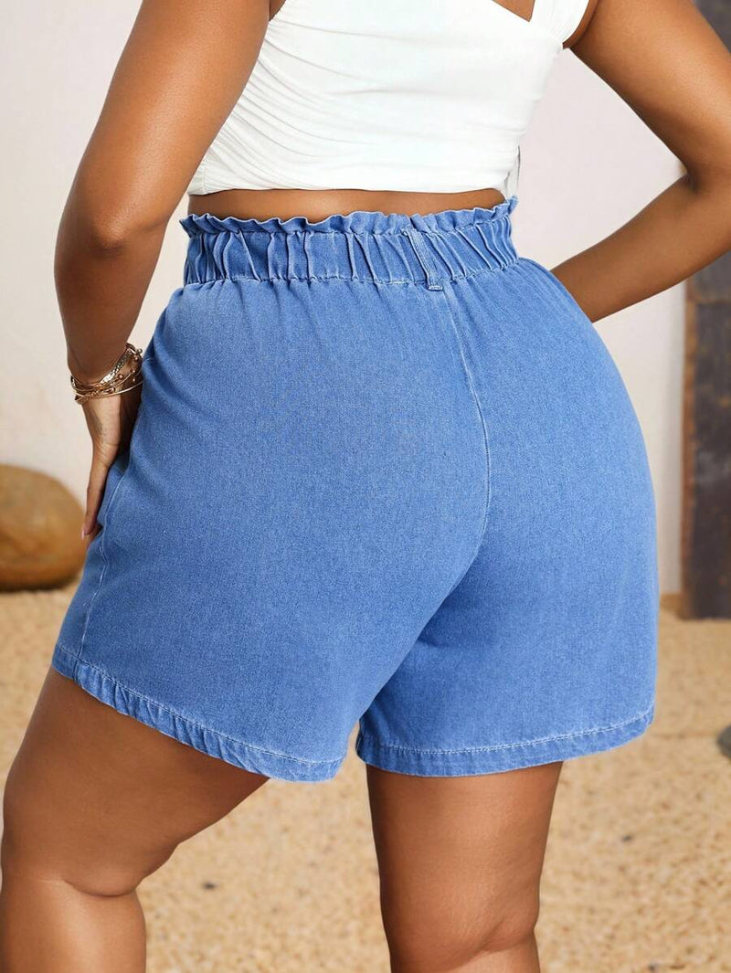 Shorts Jeans Feminino com Cintura Elástica - Heloísa . Plus Size