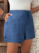 Short Feminino de Cintura com Cordão e Bolsos - Anastasia. Plus Size