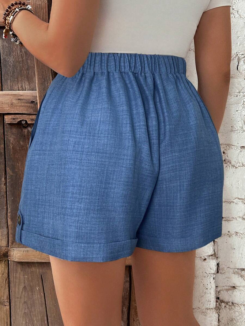 Short Feminino de Cintura com Cordão e Bolsos - Anastasia. Plus Size