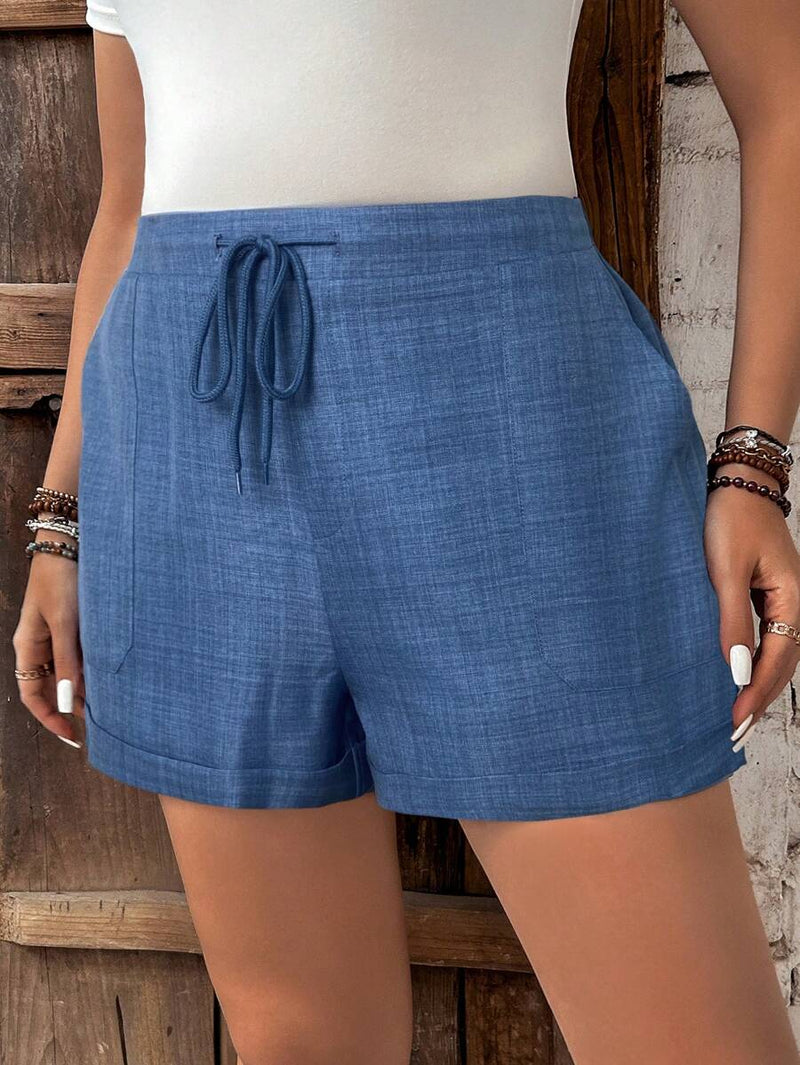 Short Feminino de Cintura com Cordão e Bolsos - Anastasia. Plus Size