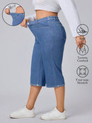 Calça Capri Jeans Feminina de Perna Reta - Elara. Plus Size