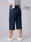 Calça Capri Jeans Feminina de Perna Reta - Elara. Plus Size