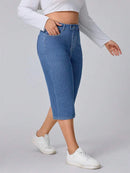 Calça Capri Jeans Feminina de Perna Reta - Elara. Plus Size