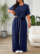 Conjunto Feminino de 2 peças Blusa e Calça - Celeste. Plus Size