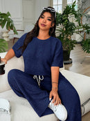 Conjunto Feminino de 2 peças Blusa e Calça - Celeste. Plus Size