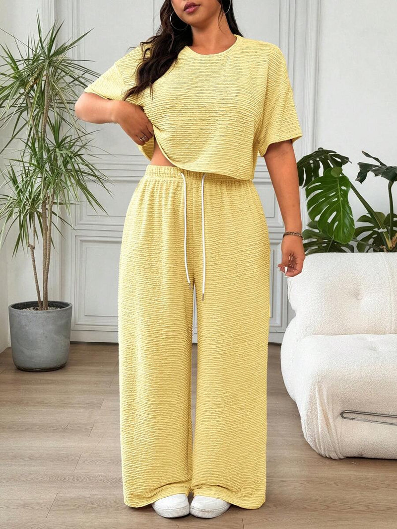 Conjunto Feminino de 2 peças Blusa e Calça - Celeste. Plus Size