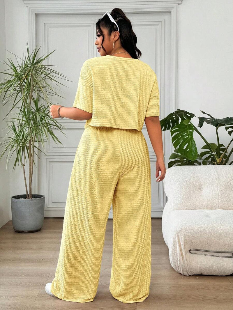 Conjunto Feminino de 2 peças Blusa e Calça - Celeste. Plus Size