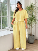 Conjunto Feminino de 2 peças Blusa e Calça - Celeste. Plus Size