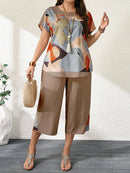 Conjunto Feminino de 2 Peças Calça Capri e Blusa - Izabel. Plus Size