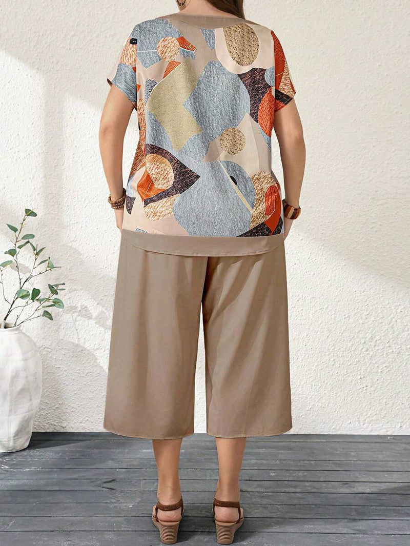 Conjunto Feminino de 2 Peças Calça Capri e Blusa - Izabel. Plus Size