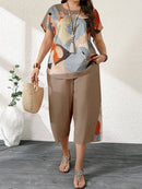 Conjunto Feminino de 2 Peças Calça Capri e Blusa - Izabel. Plus Size