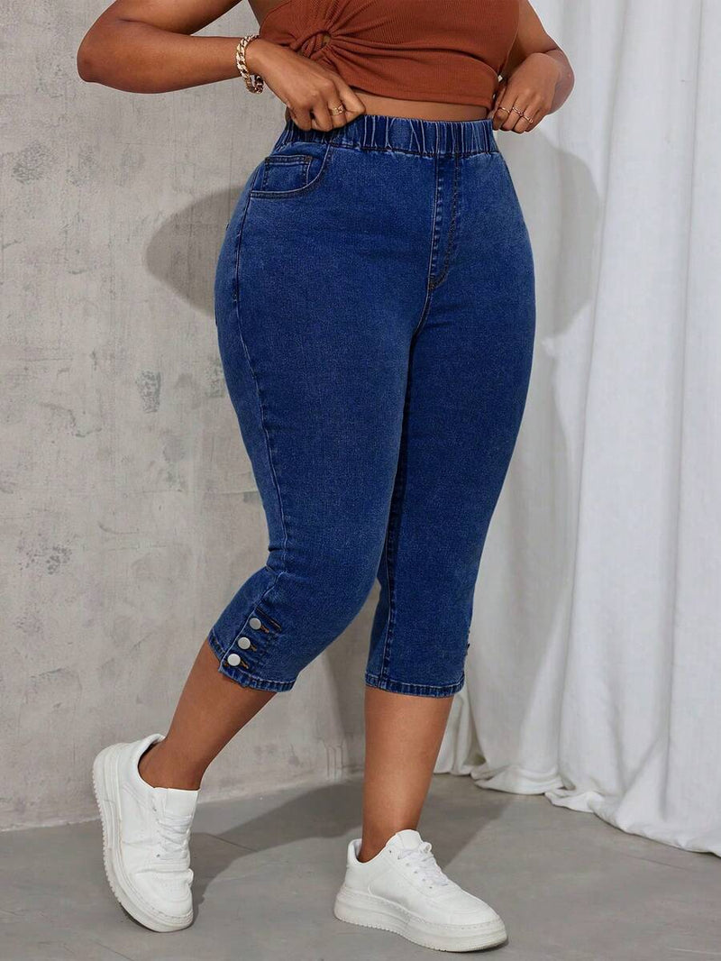 Calça Jeans Feminina Skinny, Elástica, com Fenda Lateral - Evelin