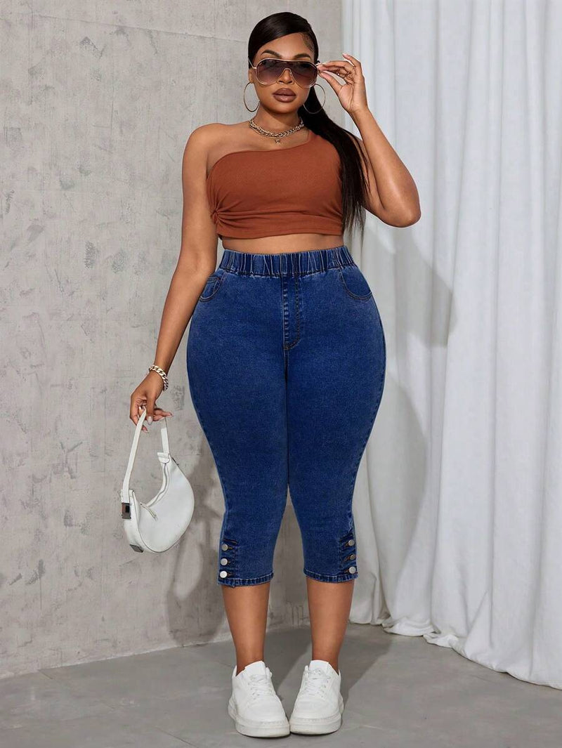 Calça Jeans Feminina Skinny, Elástica, com Fenda Lateral - Evelin