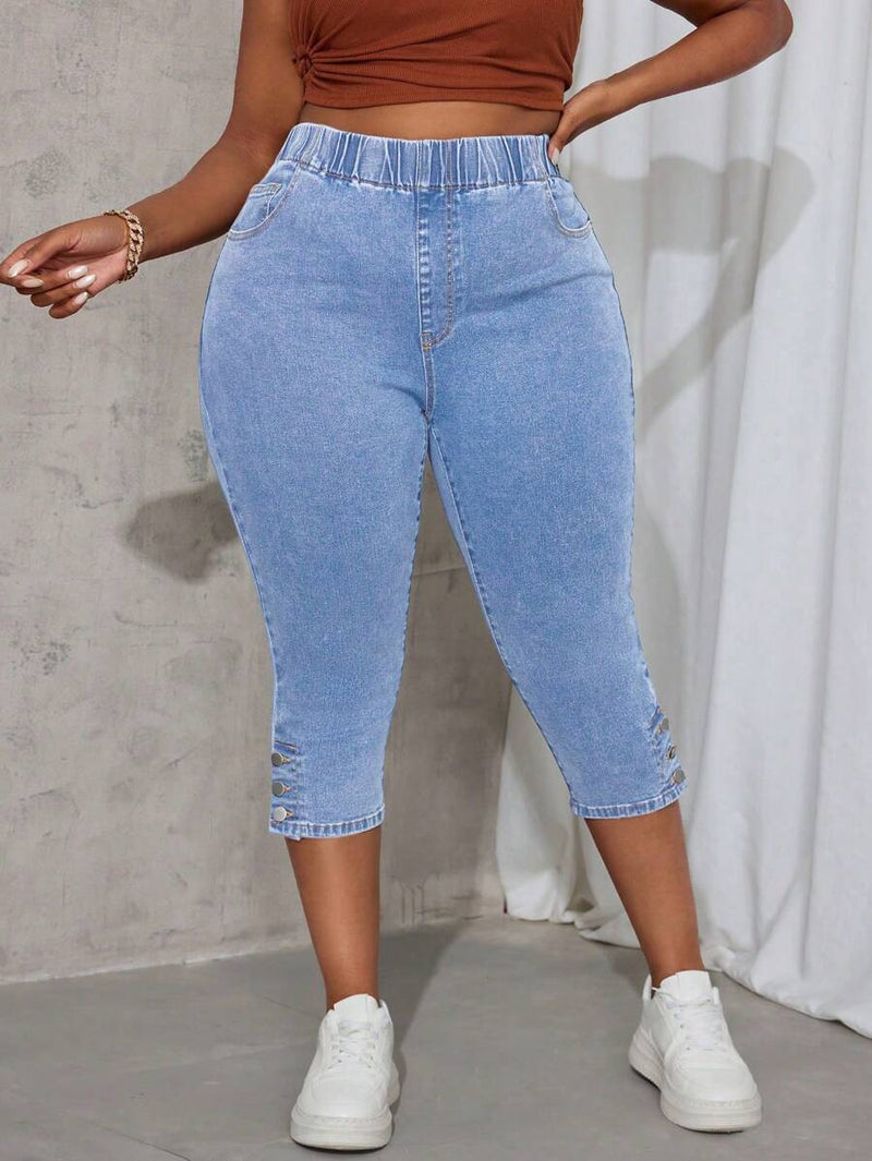 Calça Jeans Feminina Skinny, Elástica, com Fenda Lateral - Evelin